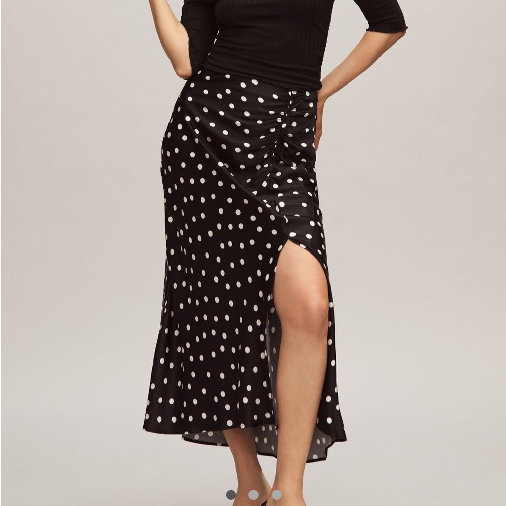 The Mel runched side-slit midi skirt by Maeve, size SP